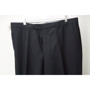 Burberry London Dark Blue Flannel S100s Wool Dress Pants Trousers 56 EU NEW